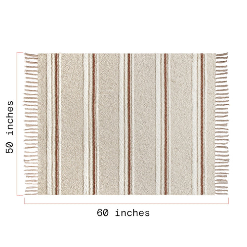 Beautiful 60" x 50" Cozy Striped Porcini Chenille Throw by Drew Barrymore - Image 2