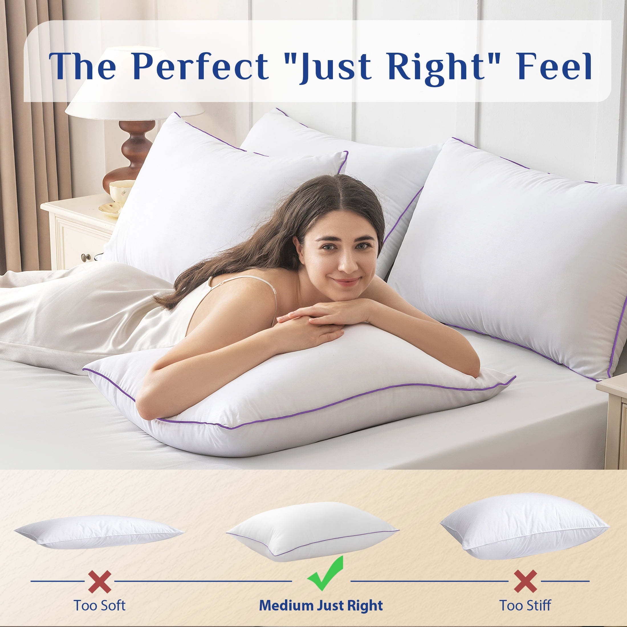 Sasttie Pillows Standard Size Set of 2, Hotel Down Alternative Sleeping Bed Pillows for Side Back Stomach Sleepers - Image 3