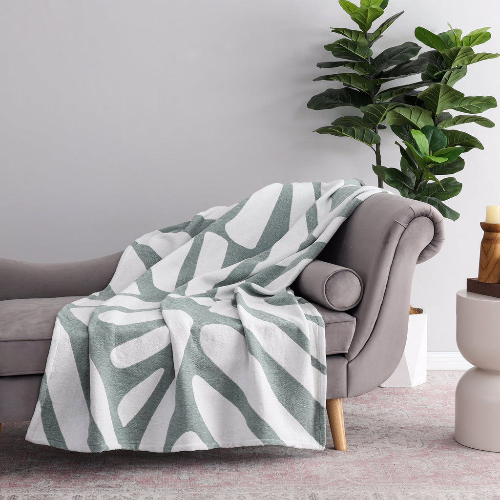 Better Homes & Gardens Chenille Jacquard Soft Throw Blanket, Soft Sea - Image 2