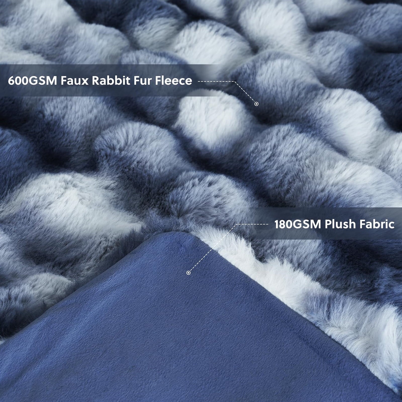 Faux Fur Throw Blanket for Couch Luxury Fluffy Thick Bubble Blanket Warm Cozy Throw for Bedroom Living Room, 50" x 60... - Image 6