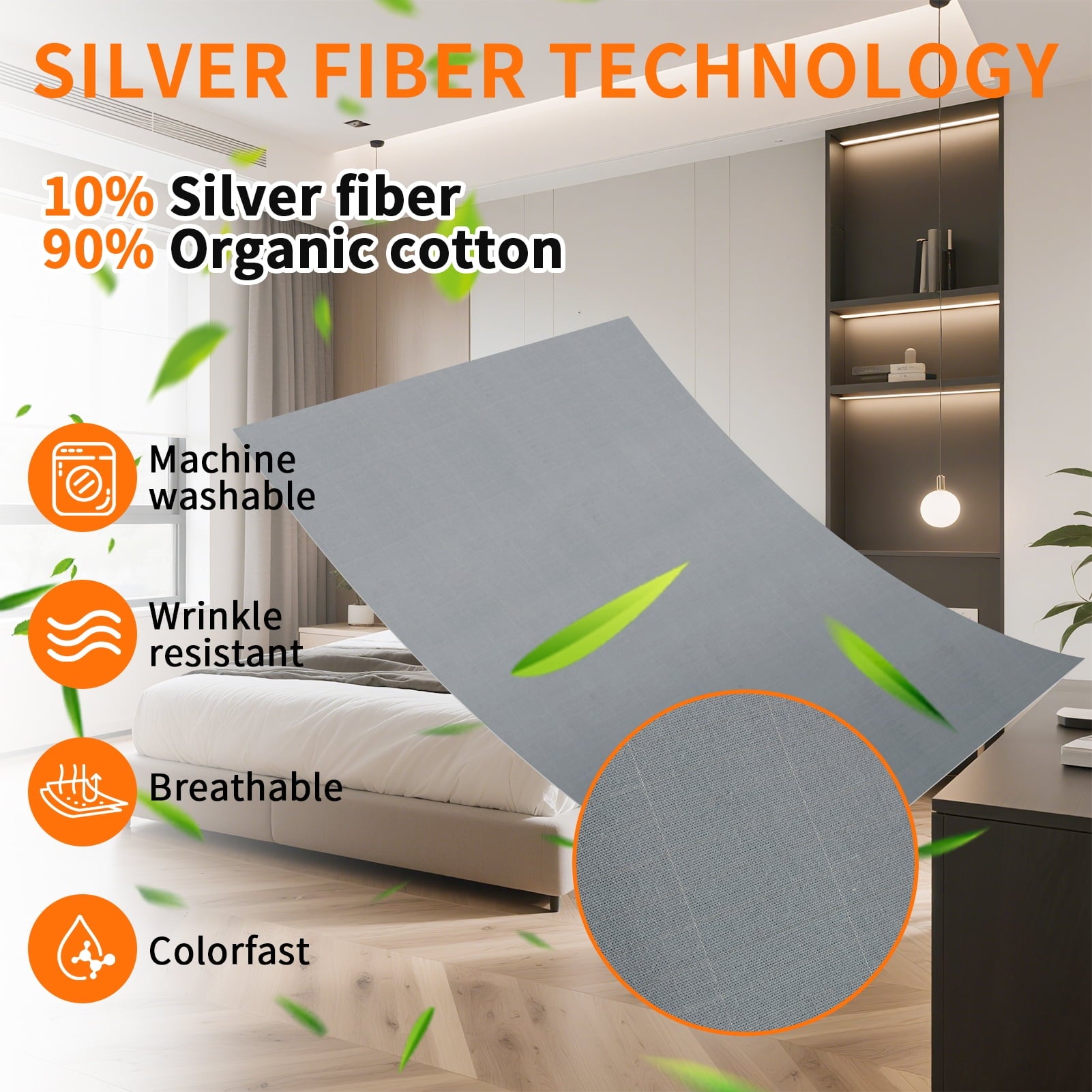 Grounding Sheets for All Mattress Sizes, Grounding Mat for Bed 10% Silver Fiber+90% Organic Cotton Grounding Sheets Sleeping Earth Grounded - Image 5