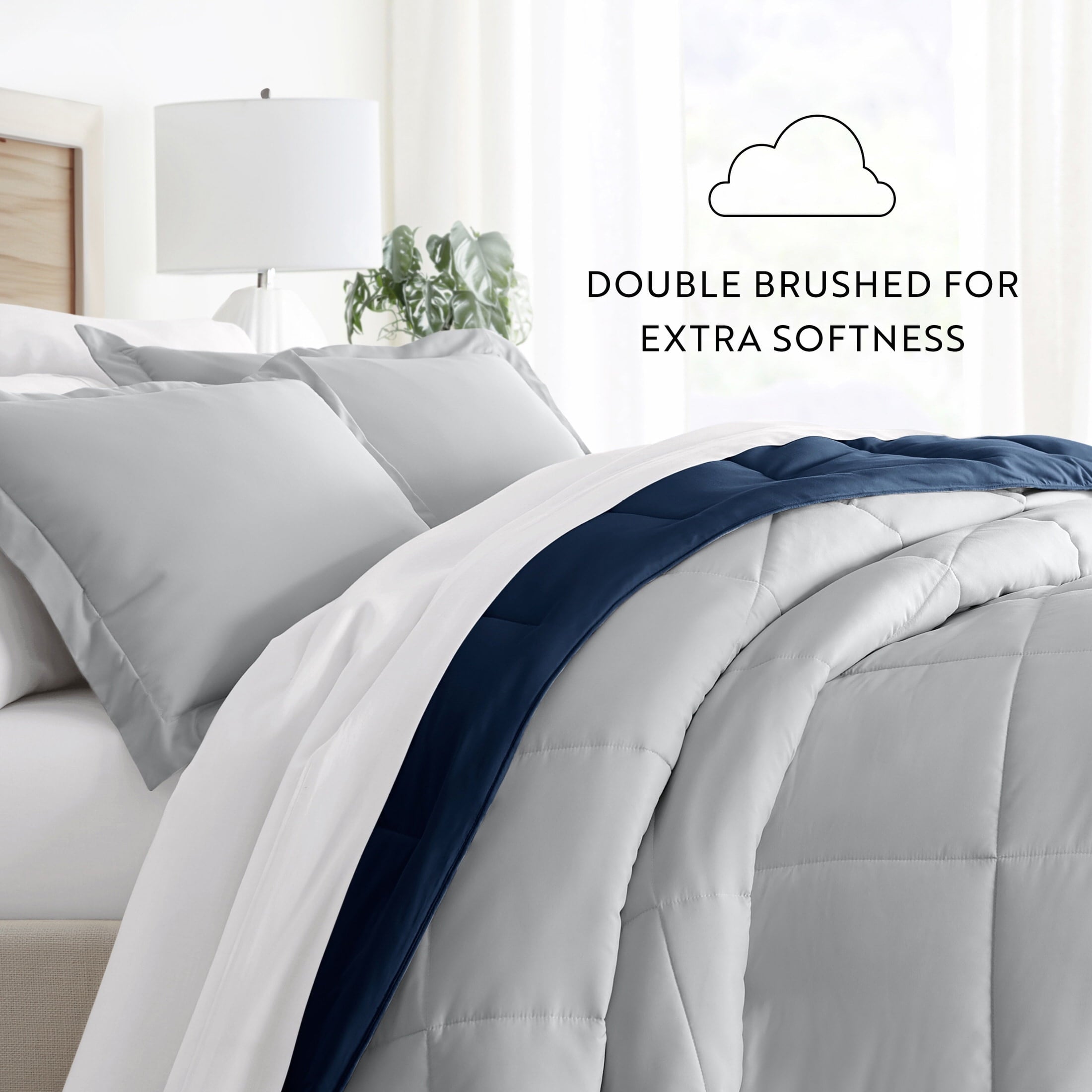 2-Piece Navy & Gray Reversible Down Alternative Comforter Set, Twin/Twin XL - Image 3