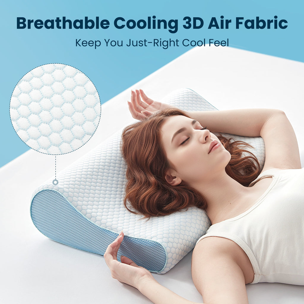Sleep Zone Standard Cooling Memory Foam Pillow, Ergonomic Adjustable Orthopedic Contour Bed Pillows Neck Support for Side Back Stomach Sleep - Image 4