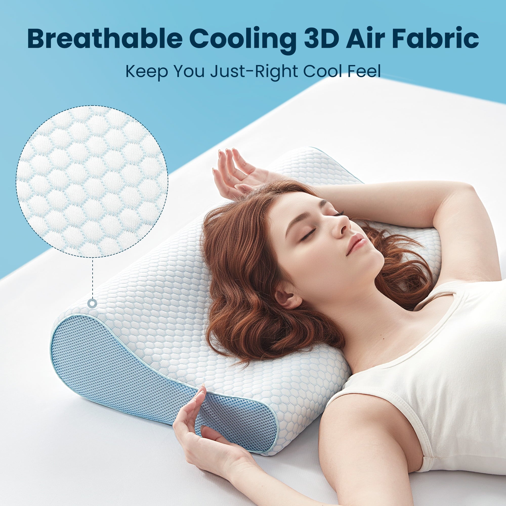 Sleep Zone Standard Cooling Memory Foam Pillow, Ergonomic Adjustable Orthopedic Contour Bed Pillows Neck Support for Side Back Stomach Sleep - Image 4