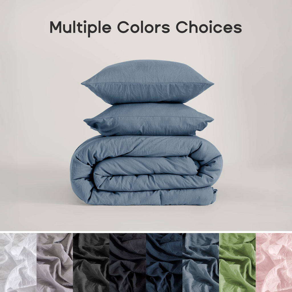 Washed Comforter Sets Queen 3 Piece, Soft and Cozy, Fluffy Microfiber Fill, Washed Textured Wrinkled Design (Flint St... - Image 3