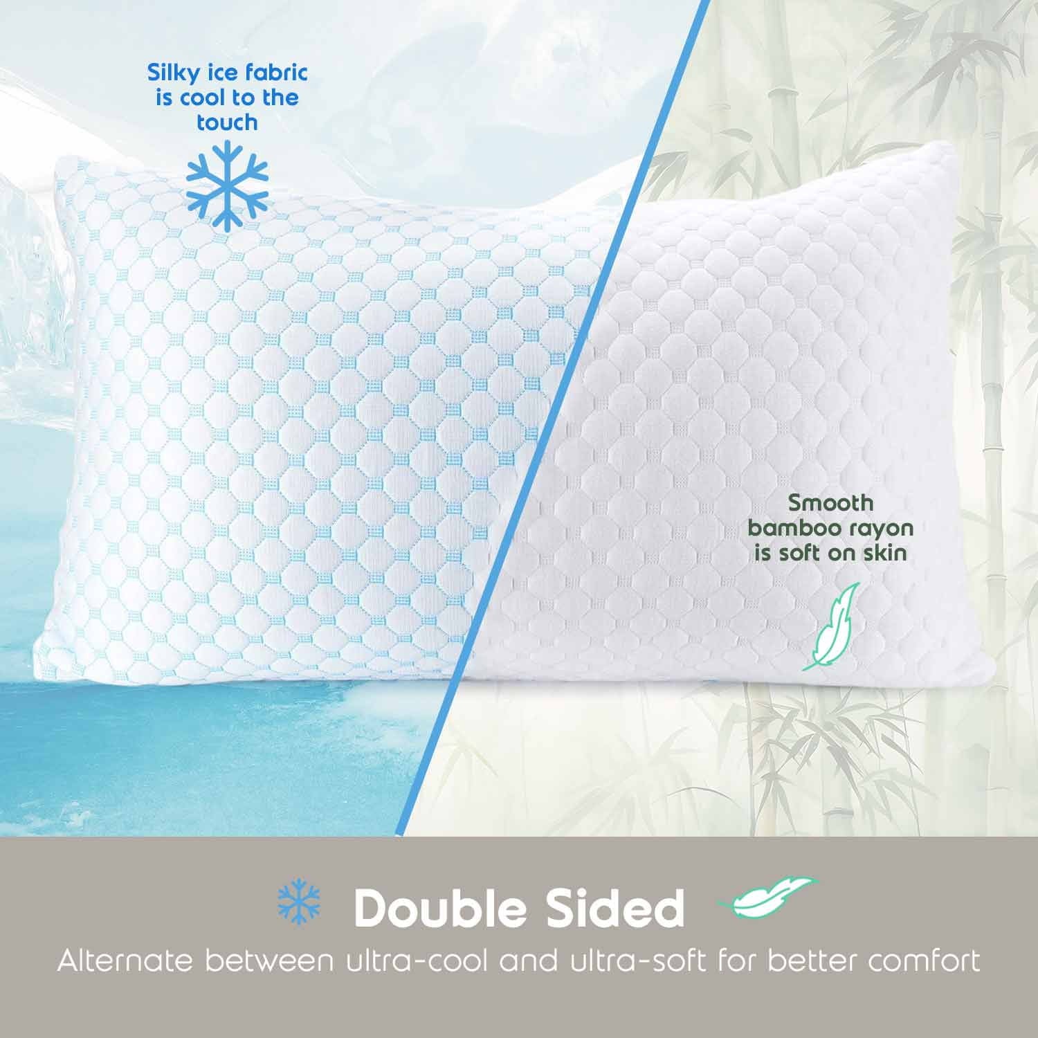 Cooling Pillows for Bed, Memory Foam Bed Pillow, Queen Pillows 20” X 28”, 2 Pack - Image 5
