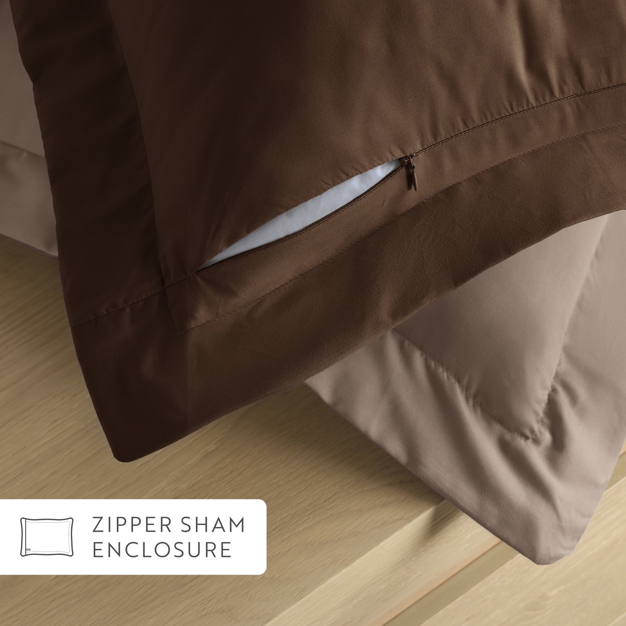 All Season Reversible Comforter Set Breathable Cool in Taupe & Chocolate Brown Full/Queen Size Bedding by Comfort Canopy - Image 6