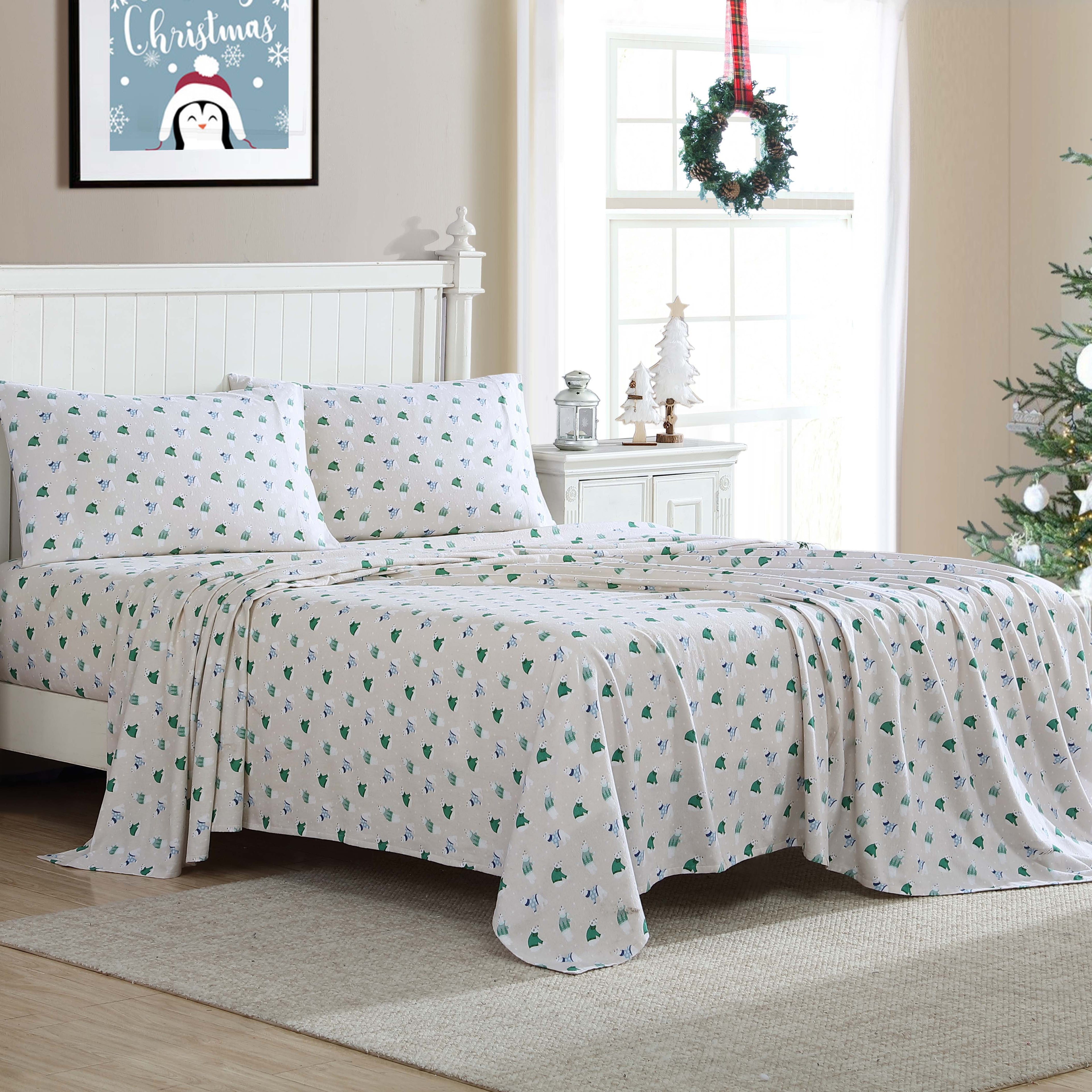 Winter Nights Cotton Flannel Sheet Set, King, Holiday Bears - Image 2
