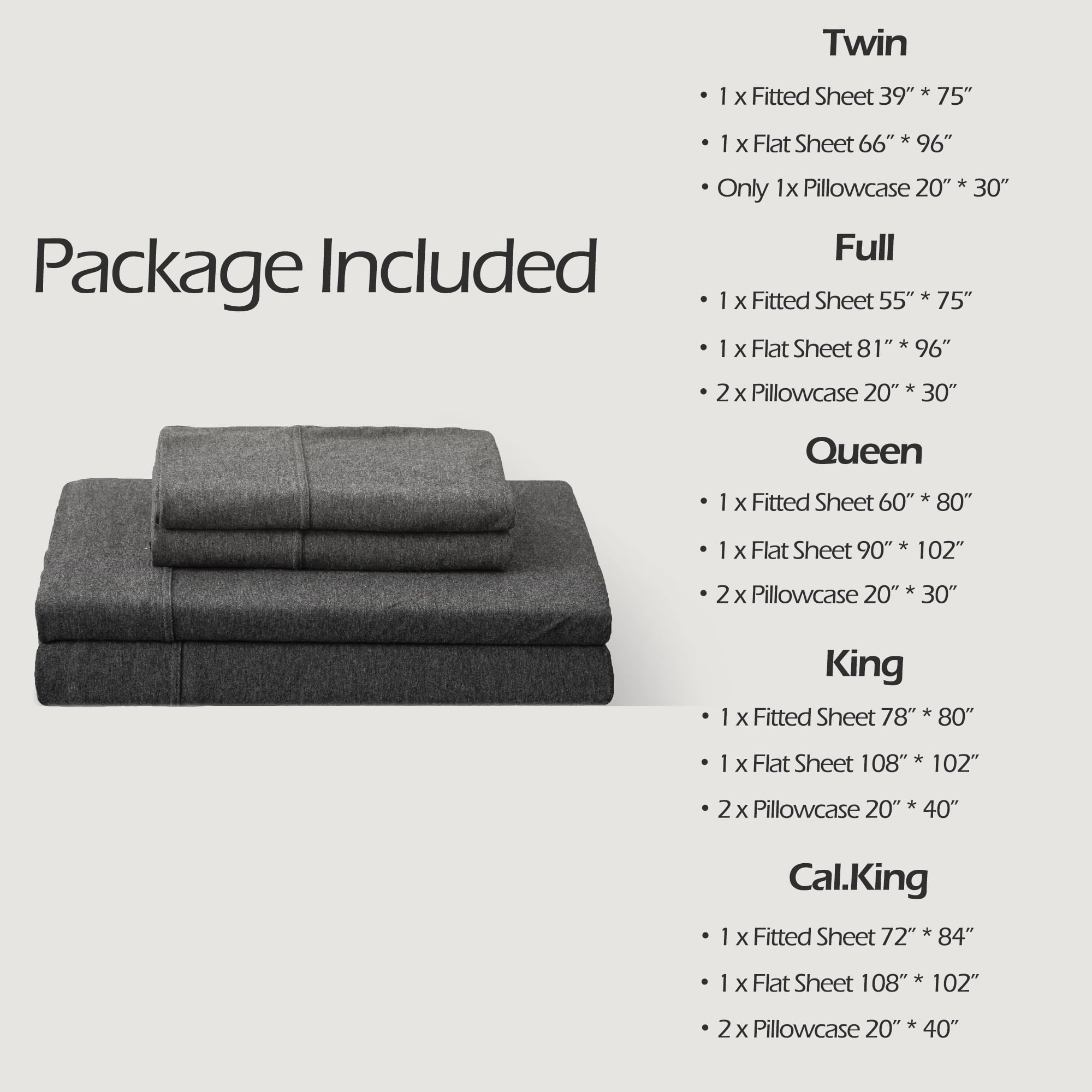 100% Cotton Jersey Knit 4pc Bed Sheet Set Extra Deep Pocket up to 20" Charcoal Gray Queen - Image 3