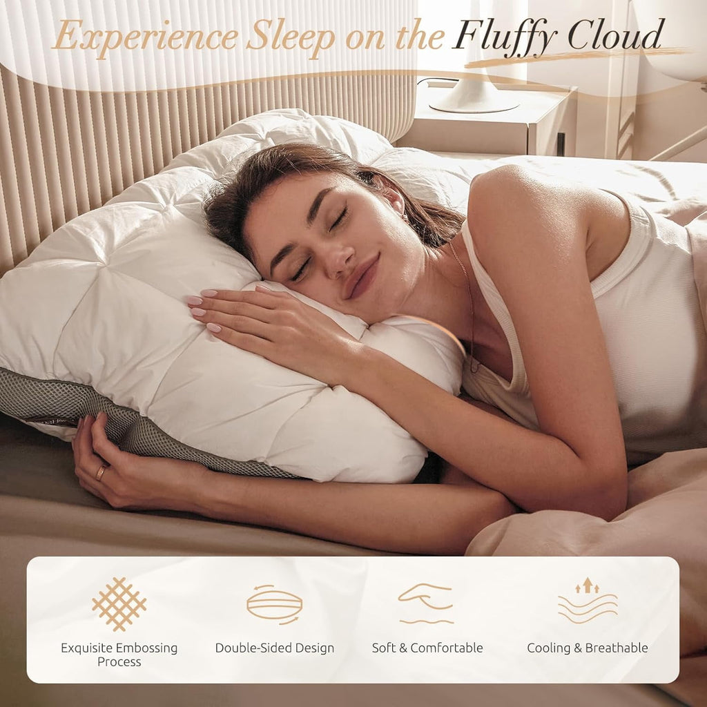 Hotel Cervical Pillow for Sleeping – Ergonomic Contour Neck Support Bed Pillow, Fluffy and Supportive for Side, Back ... - Image 4