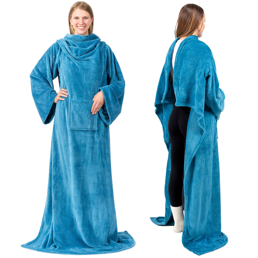 Wearable Blanket with Sleeves for Adult Women Men, Cozy Fleece Warm Wrap Throw Blanket with Arms, Pocket, Gifts for C... - Image 2
