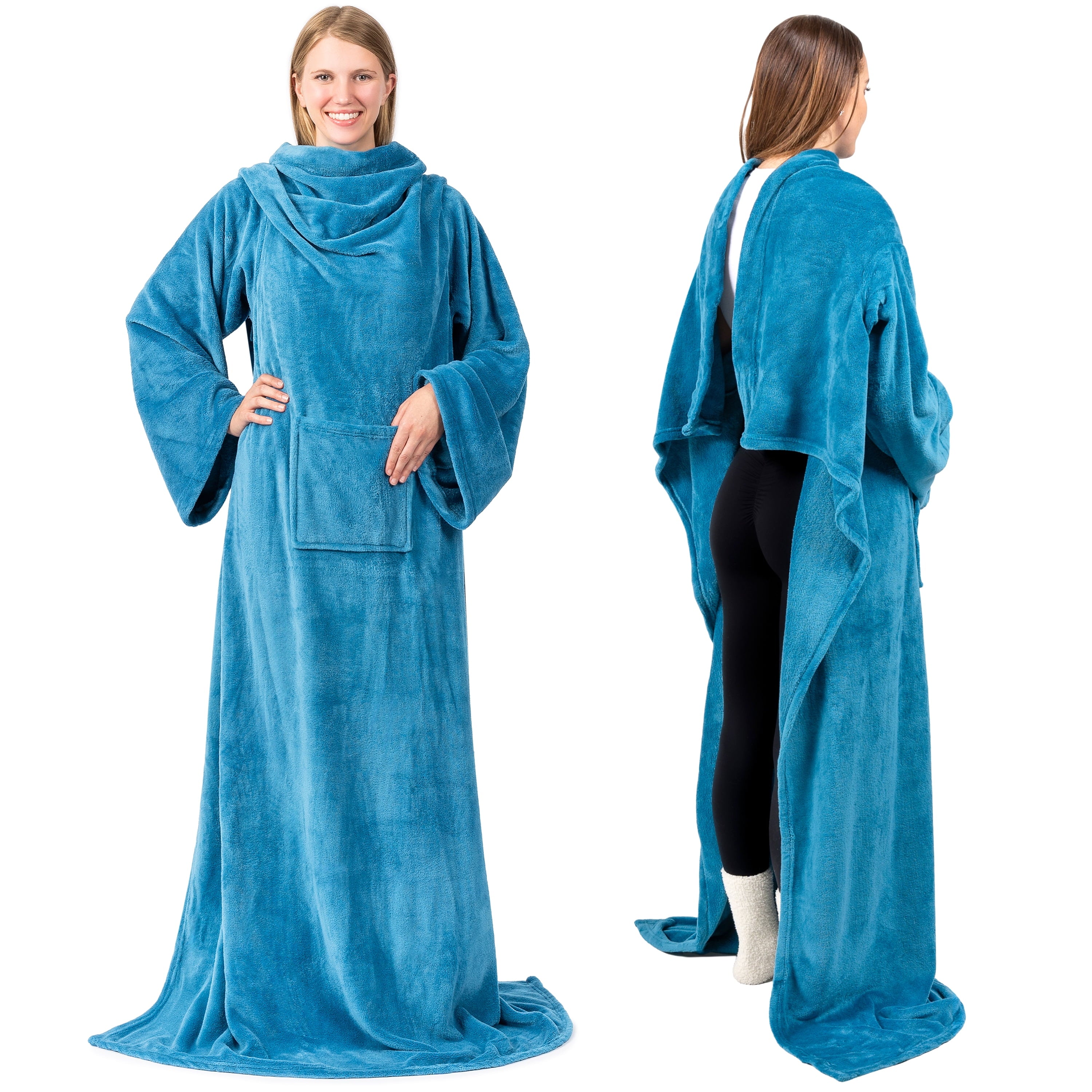 Wearable Blanket with Sleeves for Adult Women Men, Cozy Fleece Warm Wrap Throw Blanket with Arms, Pocket, Gifts for C... - Image 2