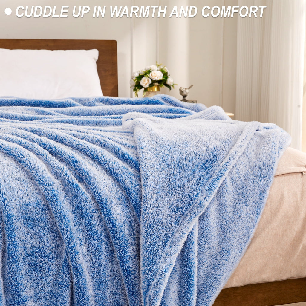 Plush Fuzzy Large Fleece Throw Blanket (50" x 70", Mixed Cobalt Blue)- Soft, Warm and Lightweight - Image 4