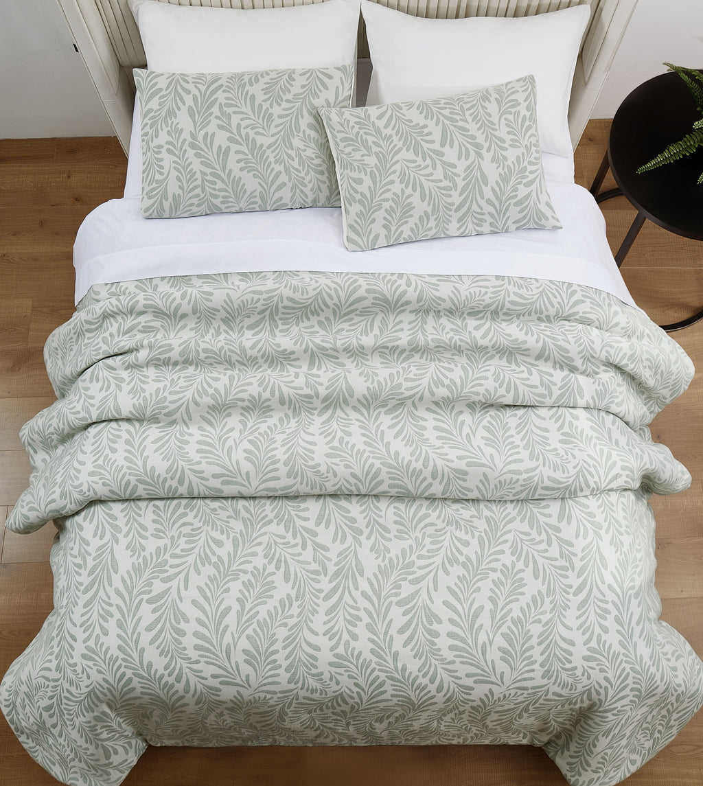 Botanical 3-Piece Comforter Set, Green, Full Queen, All Ages - Image 2