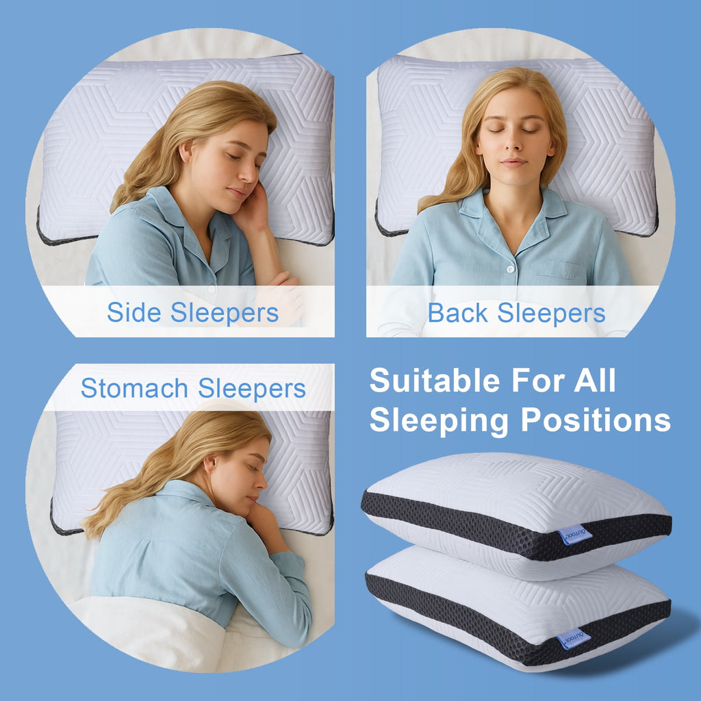 Soft Bed Pillow, Shredded Memory Foam Pillow, Comfortable Sleeping Pillow, Standard Size, Affordable Everyday Use - Image 3