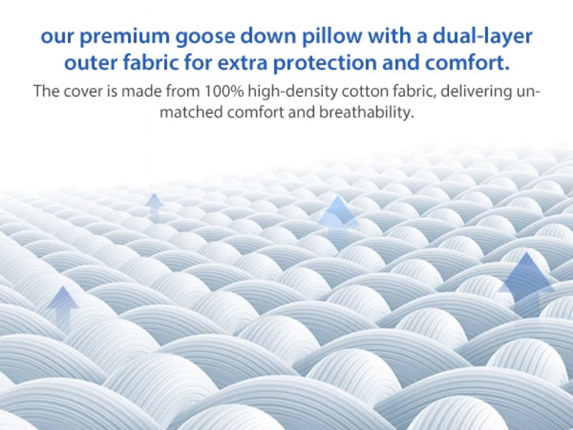 Goose Feather and Down Pillows Queen Size Set of 2 Luxury Hotel Bed Pillows with Cotton Cover - Image 6