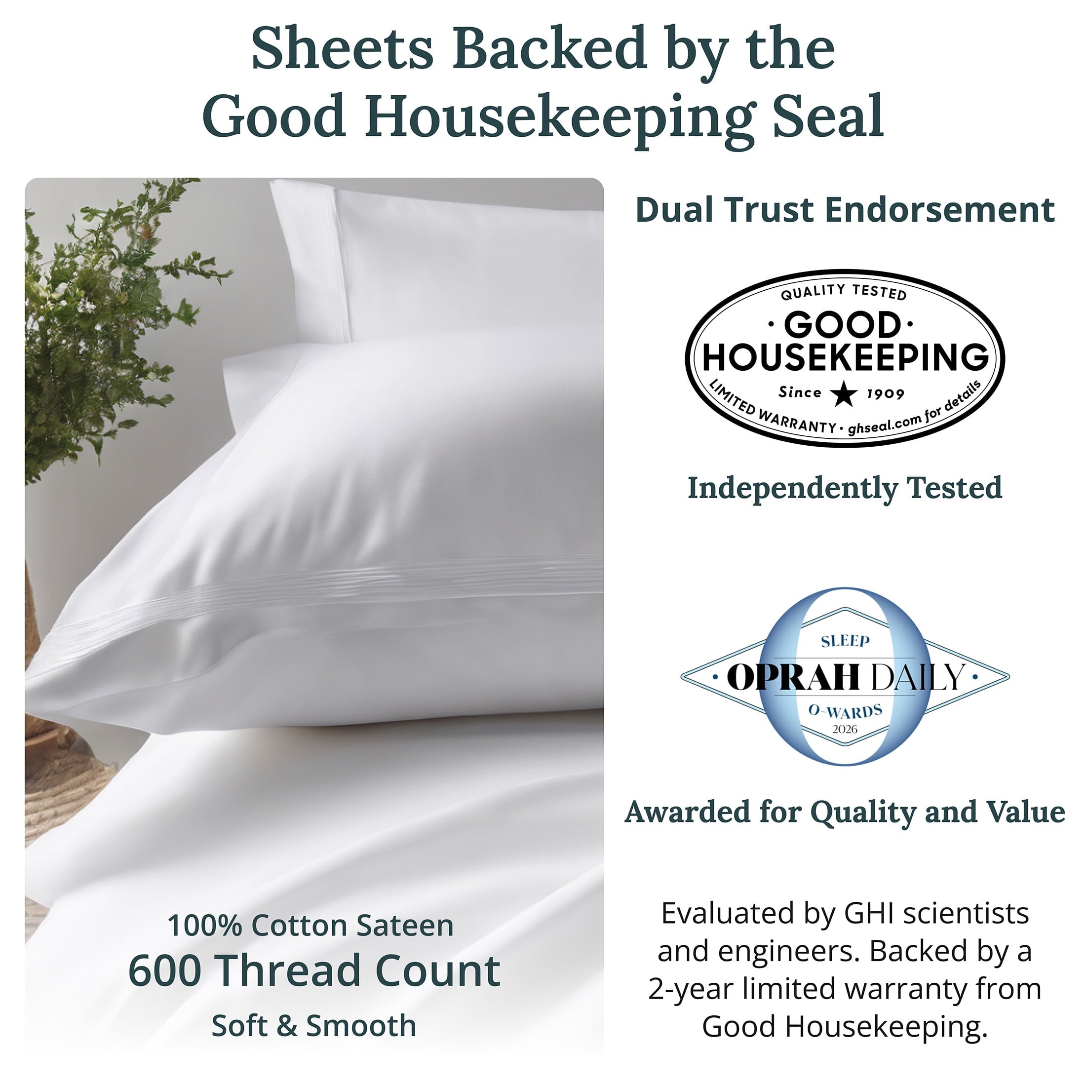 California Design Den 100% Cotton Queen Sheets Set - 600 Thread Count 100% Cotton Sheets Queen, Sateen Deep Pocket Adult/Teen 4 Piece Bed Sh - Image 2