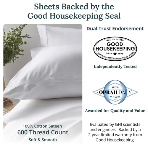 California Design Den 100% Cotton Queen Sheets Set - 600 Thread Count 100% Cotton Sheets Queen, Sateen Deep Pocket Adult/Teen 4 Piece Bed Sh - Image 2