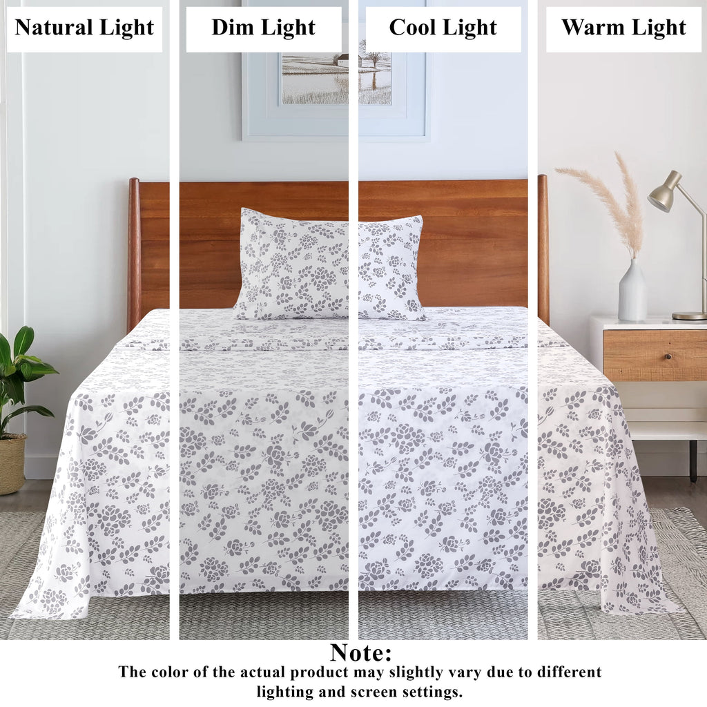 Lux Decor Twin Microfiber Bed Sheets - 3 Piece Floral Sheet Set, Soft Breathable Bedding, Wrinlkle Resistant, OEKO-TE... - Image 5