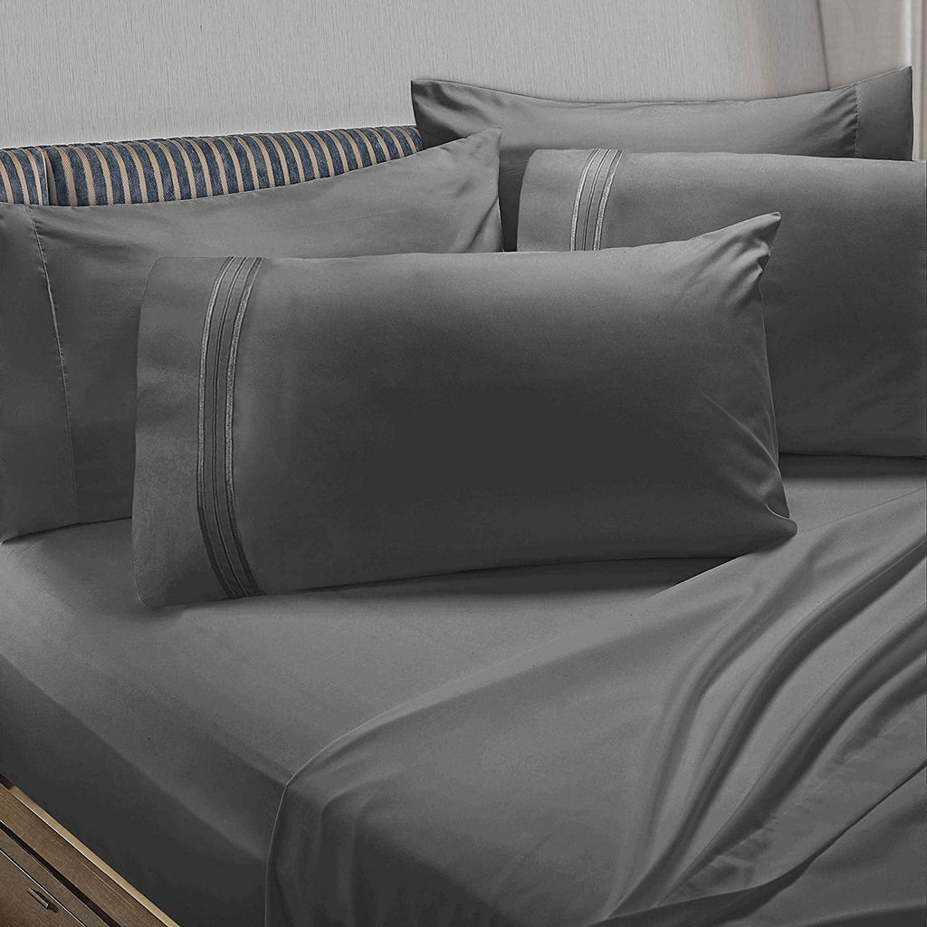 6 Piece 1800 Collection Bed Sheet Set with Extra Pillowcases, Deep Pockets Fitted Sheet, 100% Soft Microfiber, Hypoal...