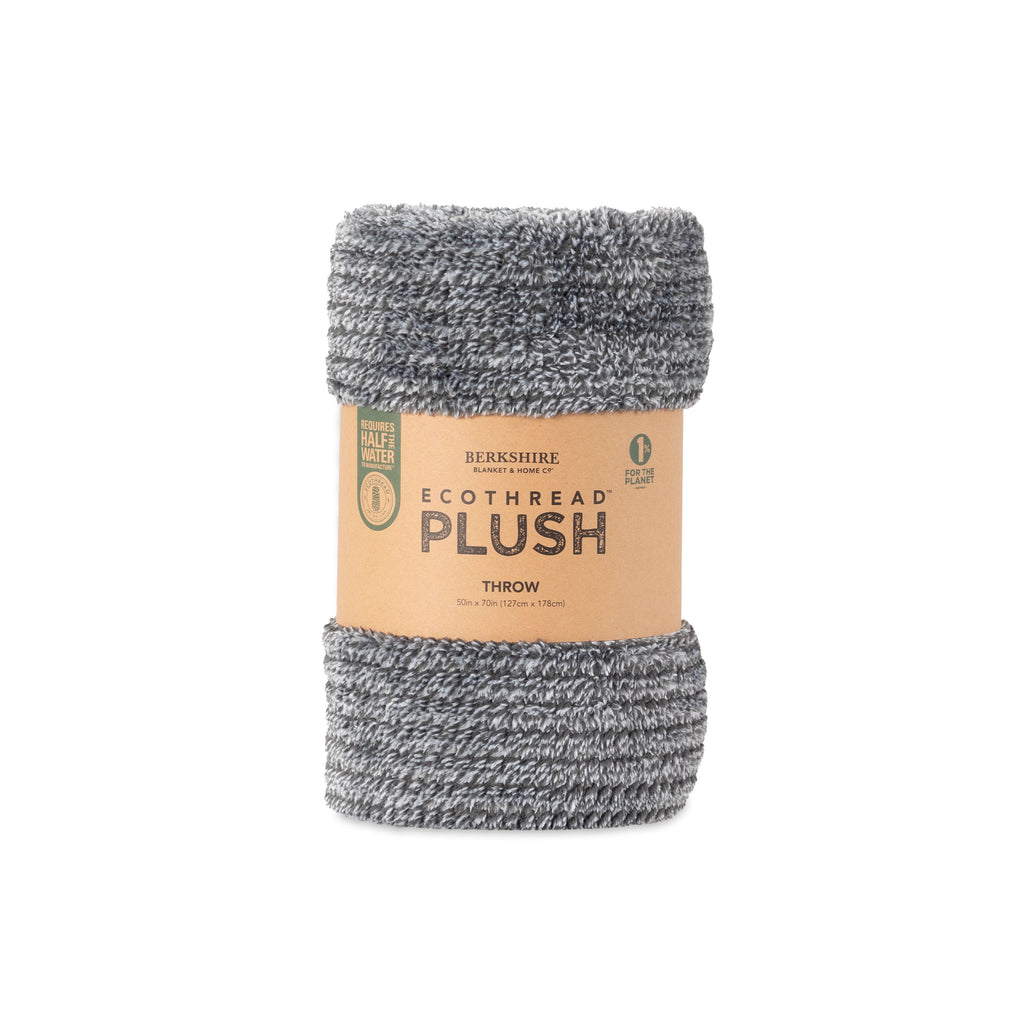 EcoThread ™ Plush Textured Heathered Soft Oversized Throw Blanket, Gray - Image 6