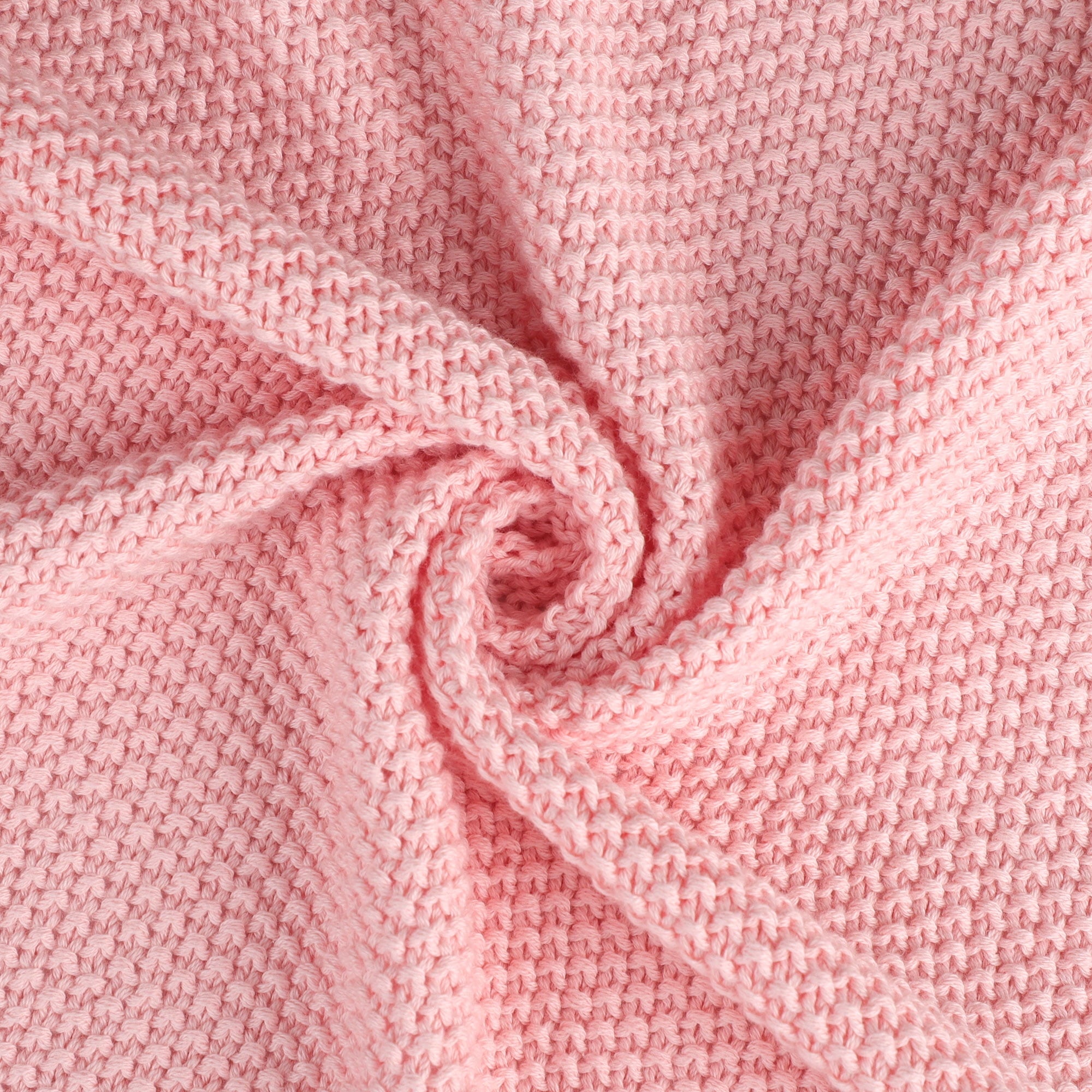 Pure Cotton Soft Cable Knit Throw Blanket Pink 50" x 70" - Image 6