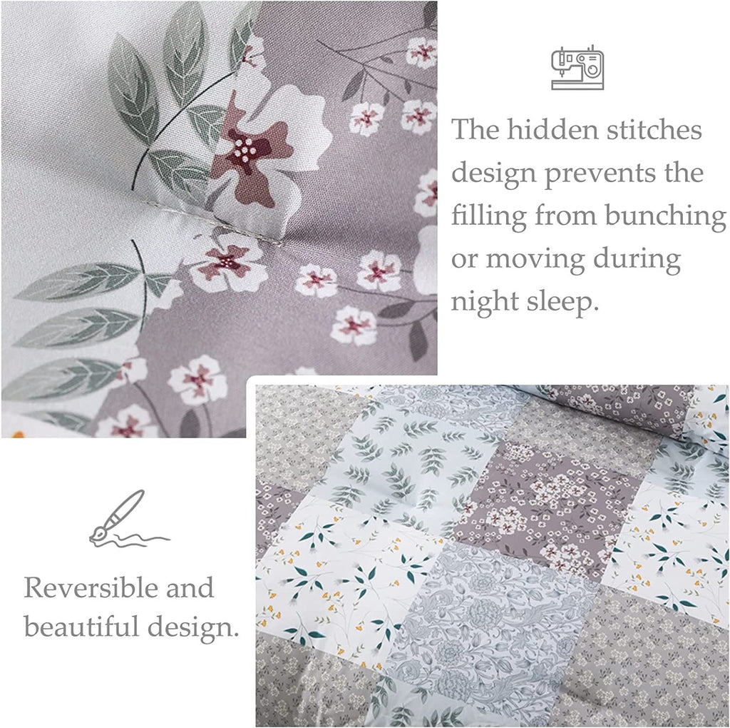 Whale Flotilla 3-Piece Queen Comforter Set, Soft Reversible Bedding Comforter Sets, Patchwork Printed Down Alternative Comforter Duvet for A - Image 4
