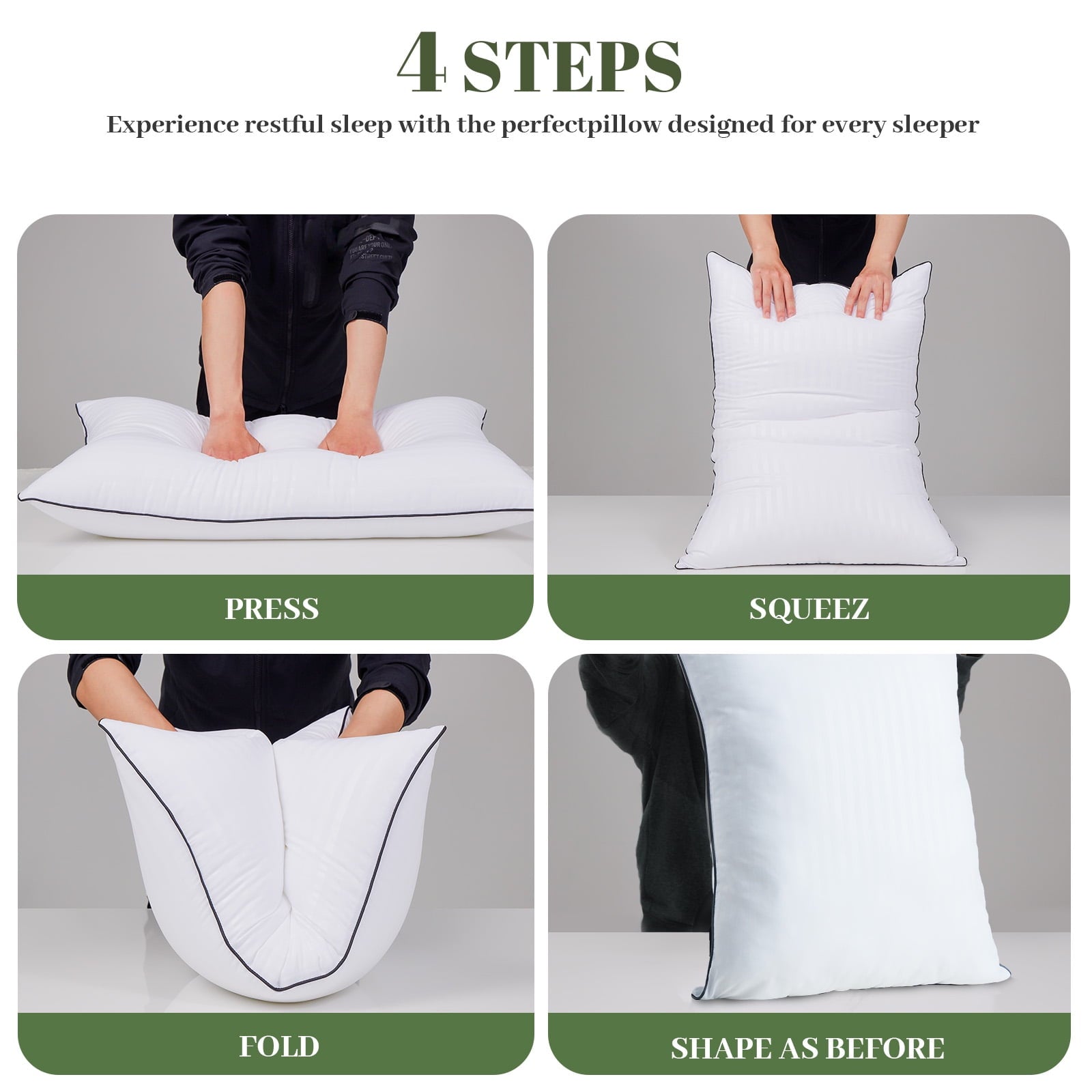 Pillows Standard Size Set of 2, Hotel Quality, Down Alternative Gusseted Bed Pillows for Side, Back, And Stomach Slee... - Image 3