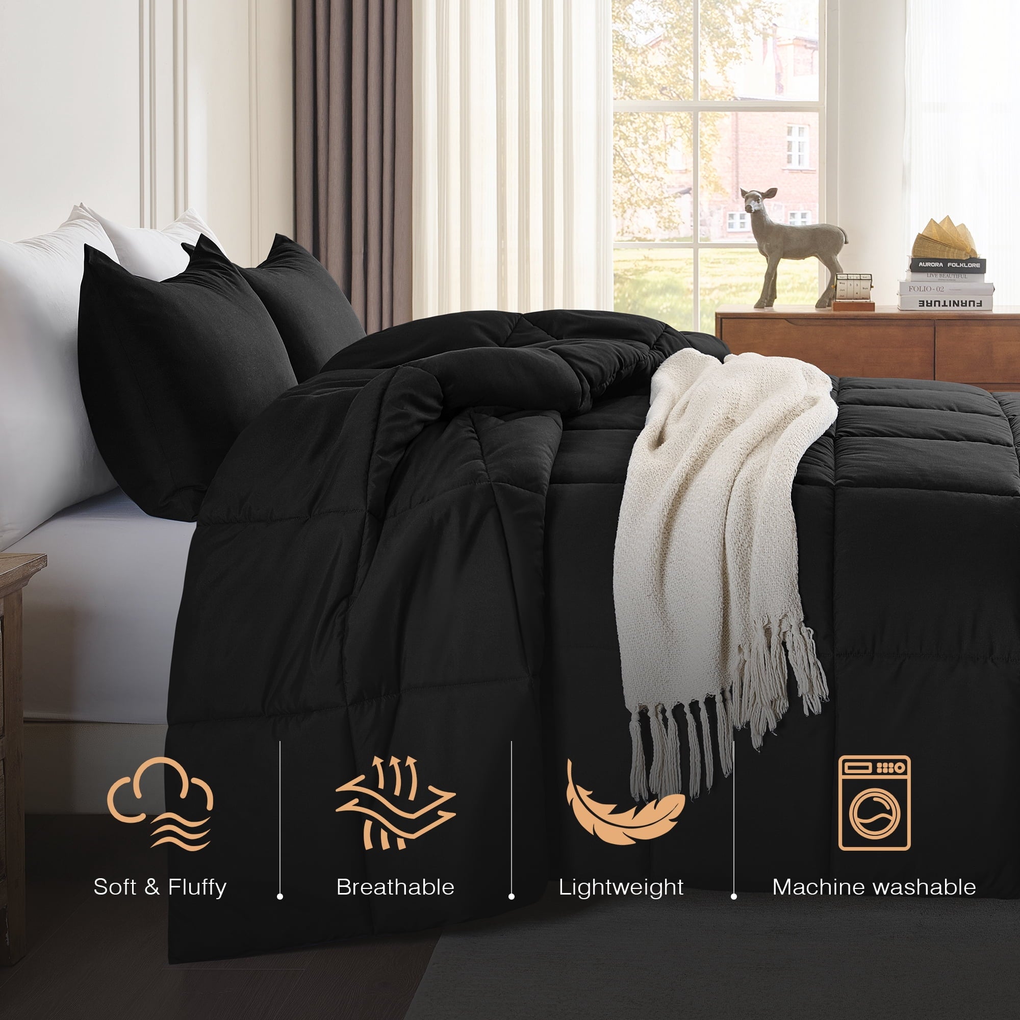 Queen Size Comforter Sets, 3 Piece Soft Quilted Bedding Sets, All-Season Down Alternative Comforter with 2 Pillow Sha... - Image 2
