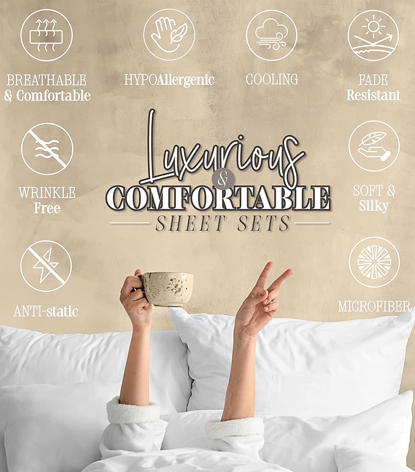 1800 Series Microfiber Bed Sheets 6-Piece Set, Deep Pocket, Queen Black - Image 6