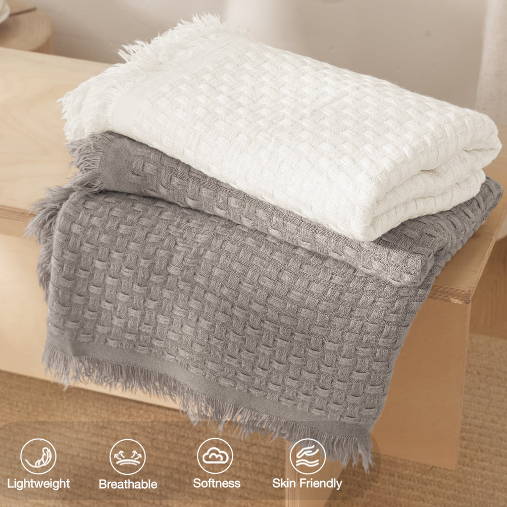 Exclusivo Mezcla Knitted Throw Blanket with Fringes for Couch, Soft and Warm Textured Throw for All Season, Lightweight Breathable Room Deco - Image 4