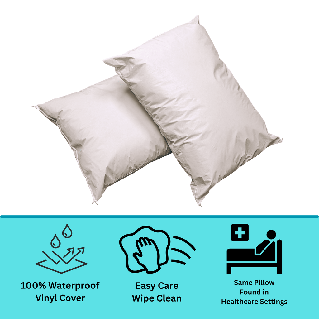 2 Pack MediCheck White Vinyl Covered Bed Pillows 20 in x 26 in - Wipeable Easy Clean - Soft Low Profile Non-Fluffy Support - Not an Encaseme - Image 4