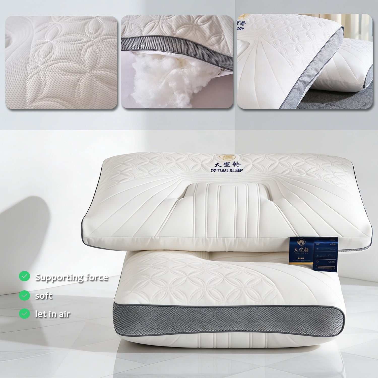 2-Pack Space Capsule Bed Pillow (29.13" x 18.9") - Plush and Supportive - Image 3