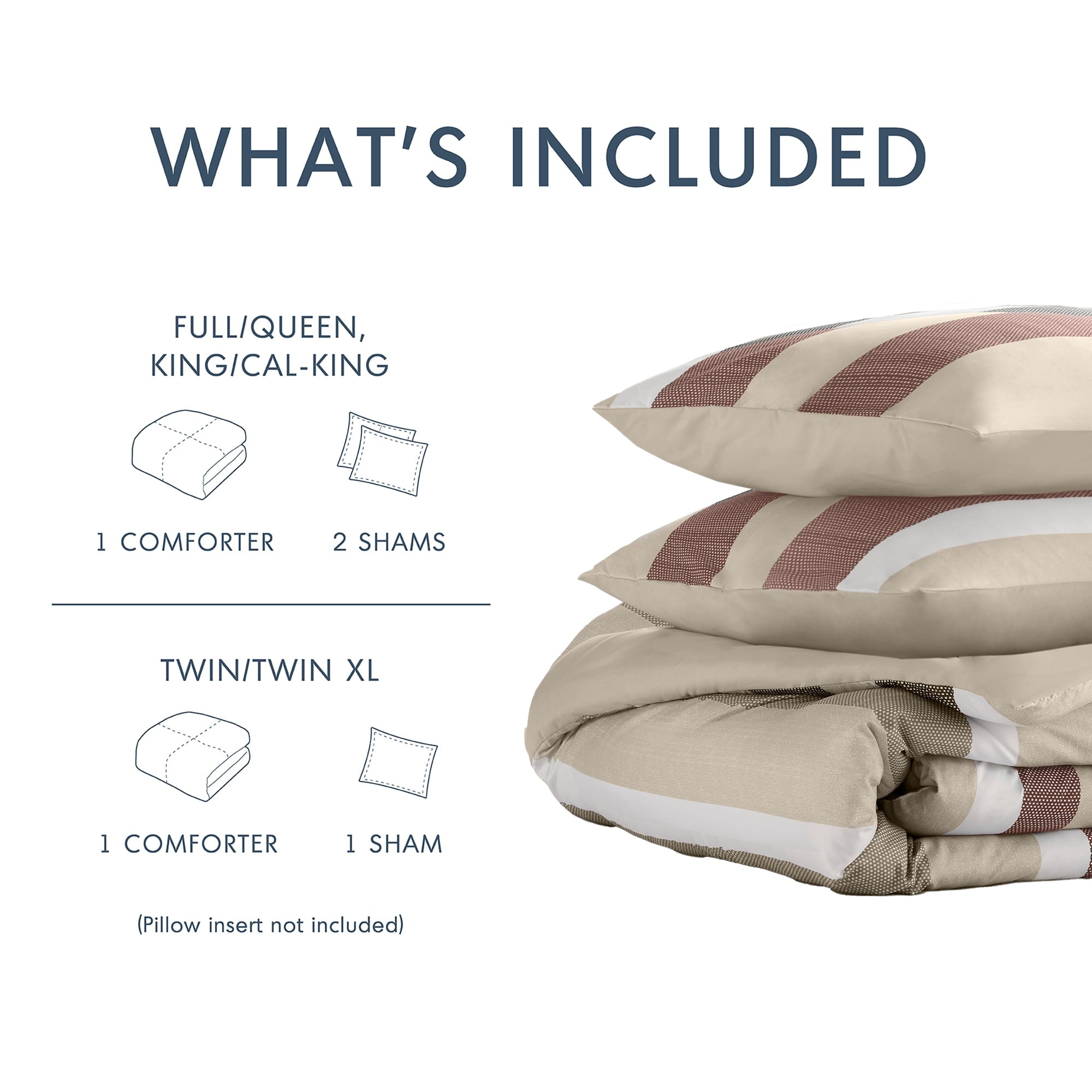2-Piece Comforter Sets, Reversible Striped Comforter Set for Dorm, Lightweight All Season Bedding Set with Pillow Sha... - Image 5