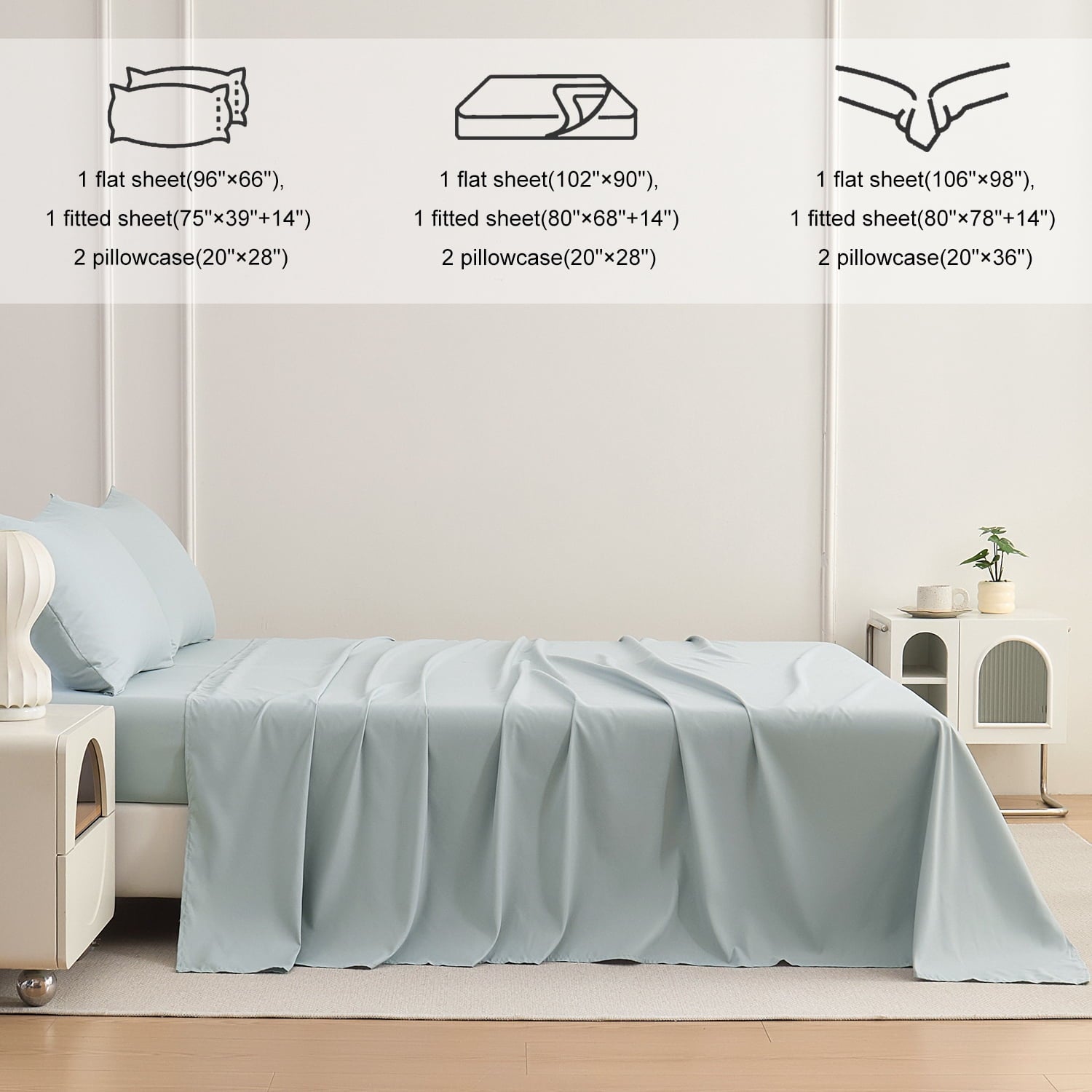 Sheets Set 4 Piece Queen/Full Size Sheet Set, Soft & Lightweight And Breathable ding Set, Fitted Sheet, Flat Sheet & ... - Image 2