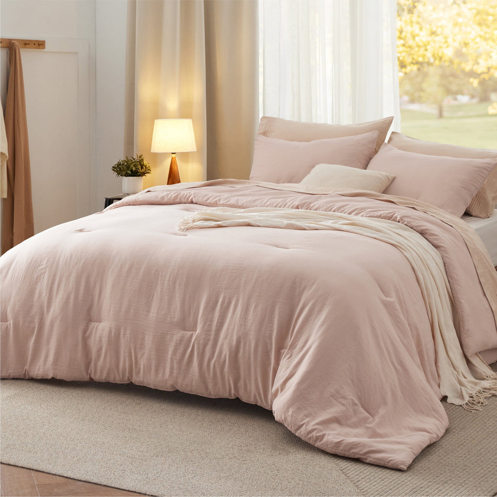 2 Pieces Twin Comforter Bedding Set, Pink Comforter Set for All Seasons, 1 Lightweight Prewashed Comforter and 1 Pill... - Image 2