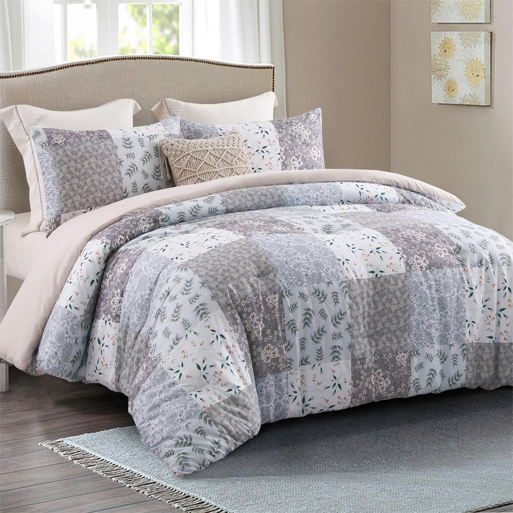 Whale Flotilla 3-Piece Queen Comforter Set, Soft Reversible Bedding Comforter Sets, Patchwork Printed Down Alternative Comforter Duvet for A - Image 2
