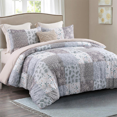 Whale Flotilla 3-Piece Queen Comforter Set, Soft Reversible Bedding Comforter Sets, Patchwork Printed Down Alternative Comforter Duvet for A - Image 2