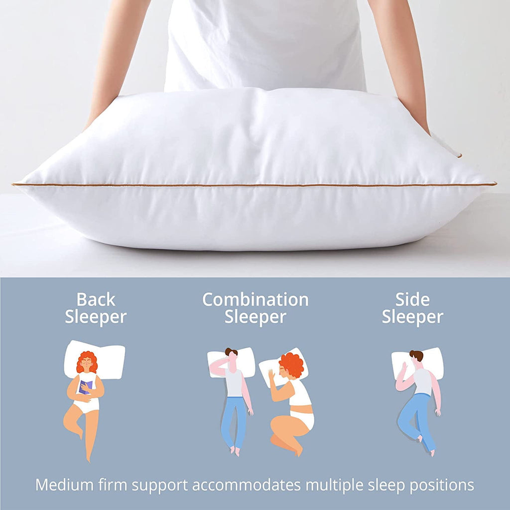 Down Feather Pillows for Bed 20 x 30 Inches Queen Size Set of 2, Medium Firm Luxury Cooling Hotel Collection Feather ... - Image 4