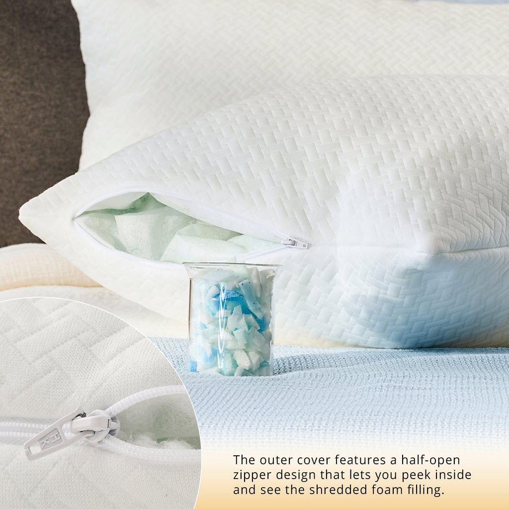 2 Pack Bed Pillow, Shredded Gel Memory Foam Pillow, Standard Queen, Medium, Made in USA - Image 3