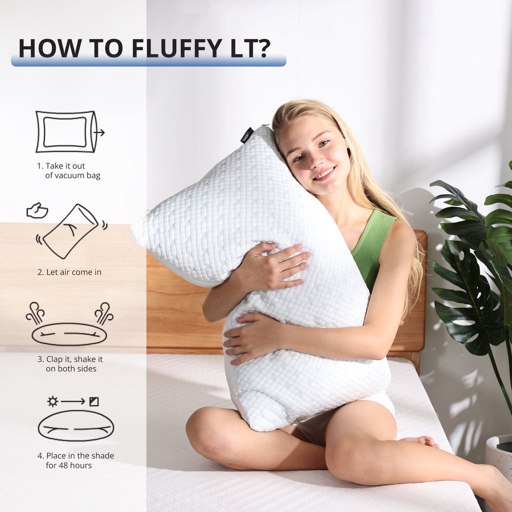 EGOHOME 2-Pack Adjustable Cooling Bed Pillows, Shredded Memory Foam Pillows Set of 2, Standard Queen, Dual Sides - Image 3