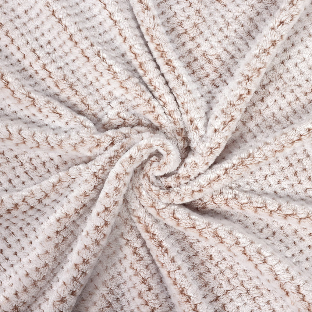 Exclusivo Mezcla Waffle Textured Mixed Camel Fleece Blanket, Super Soft and Warm 50"x70" Throw Blanket for Couch, Cozy, Fuzzy and Lightweigh - Image 5