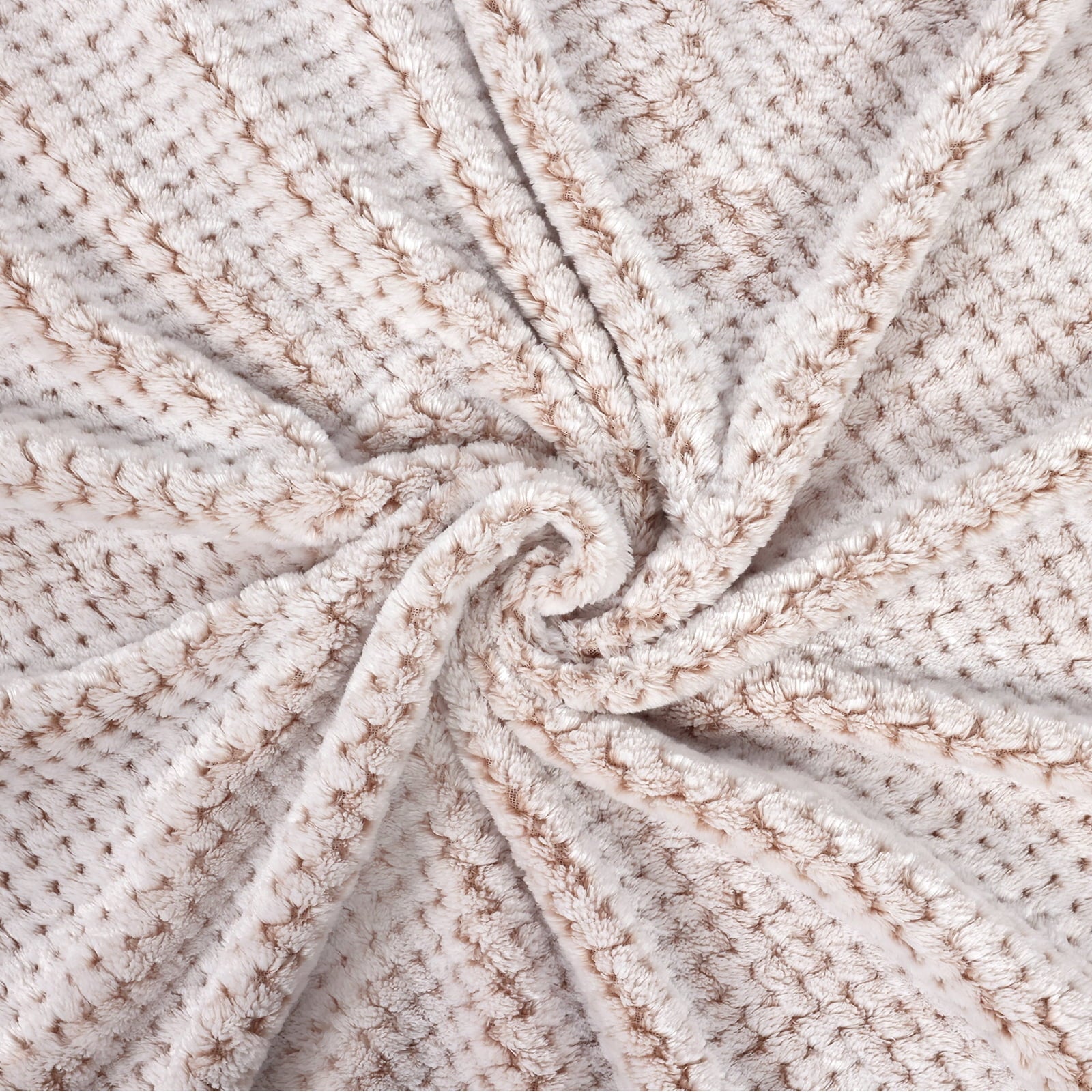 Exclusivo Mezcla Waffle Textured Mixed Camel Fleece Blanket, Super Soft and Warm 50"x70" Throw Blanket for Couch, Cozy, Fuzzy and Lightweigh - Image 5
