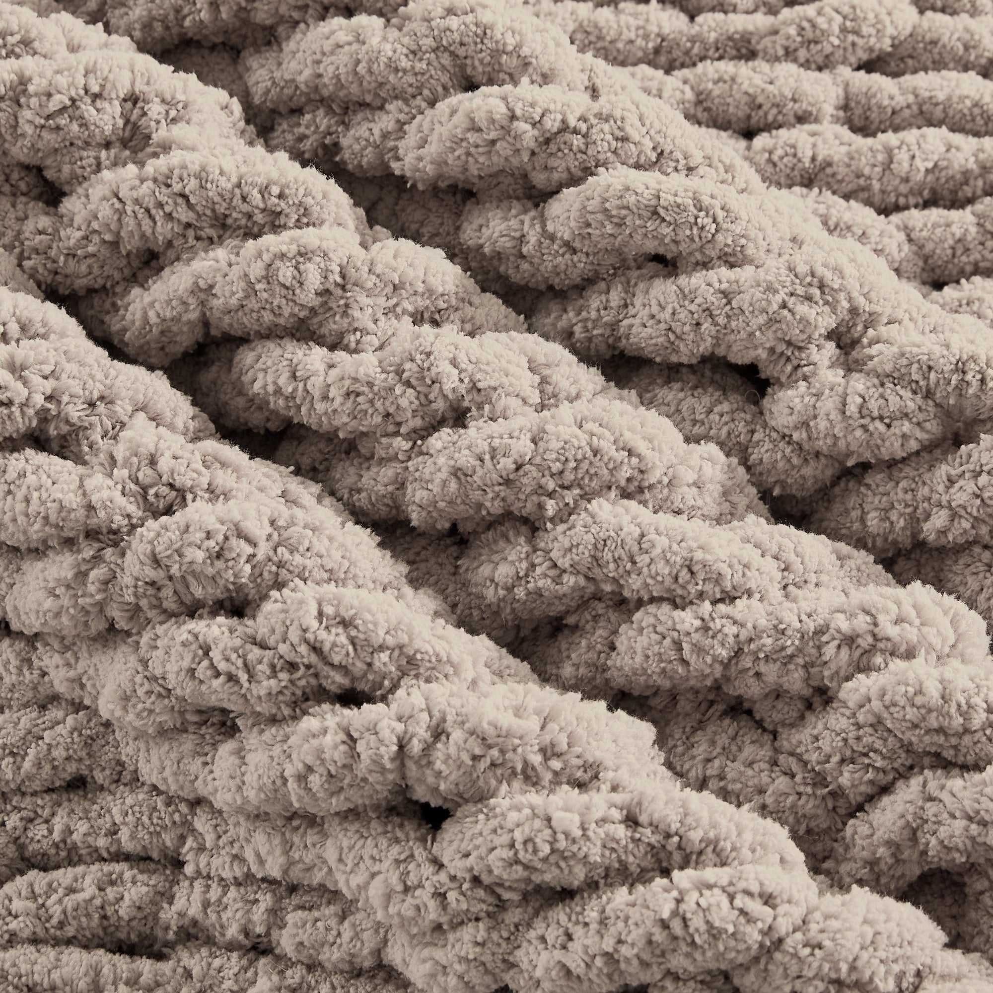 Carriediosa Chunky Knit Throw Blanket Handmade Soft Throws for Couch Sofa Bed, 50" x 60" Taupe - Image 2