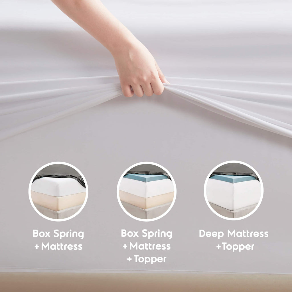 Set, Hotel Style Deep Pocket 4 Piece Bed , Luxury Soft Microfiber Sheet Sets, White - Image 3
