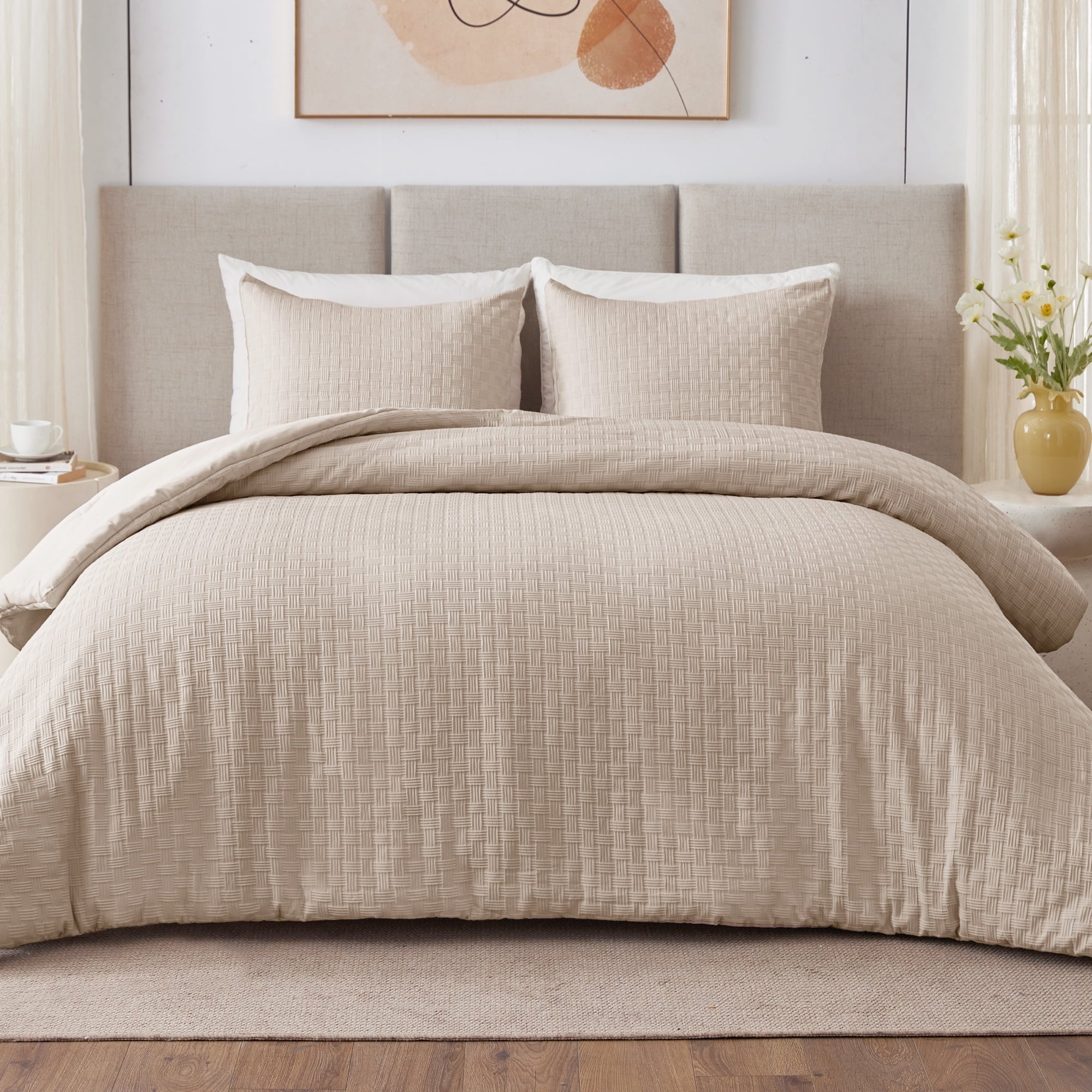 Whale Flotilla 3-Piece Jacquard Braid Ultra Soft King Comforter Set, Luxury Reversible Microfiber Oversized Comforters Bedding Set with 2 Pi - Image 2