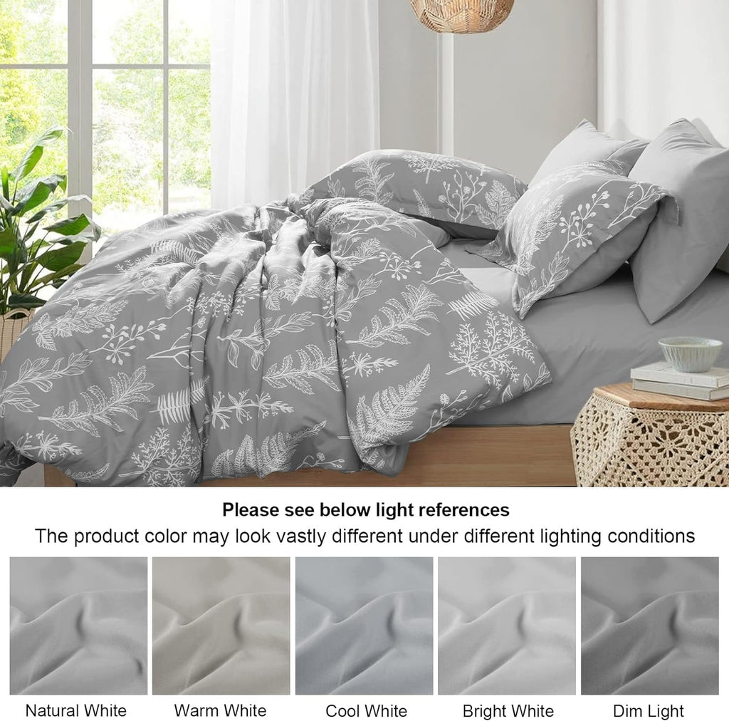 7 Pieces Printed King Comforter Set, Lightweight Reversible Botanical Bedding Set Include Comforter, Pillow Shams, Fl... - Image 6