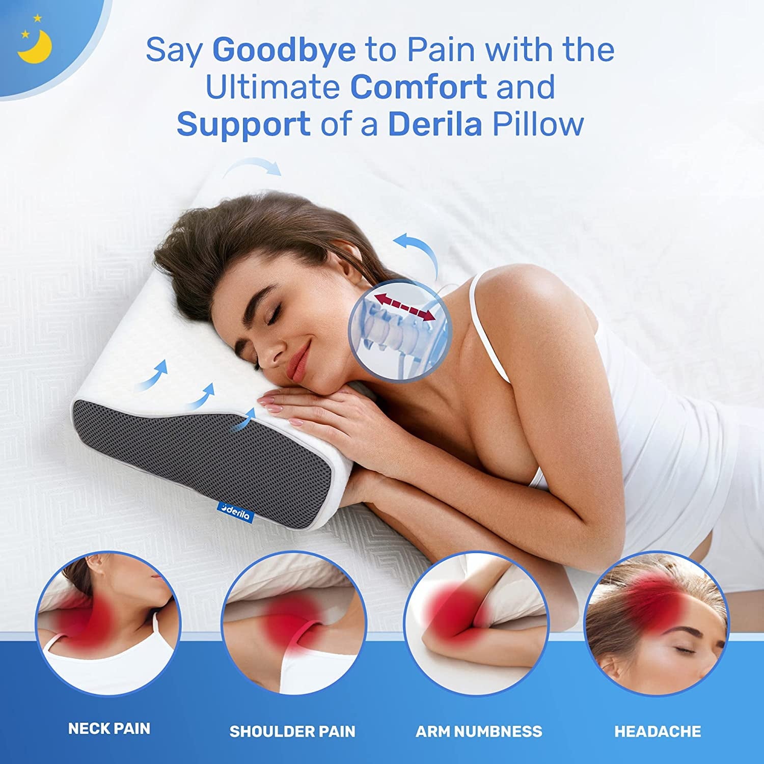 | Cervical Memory Foam Bed Pillow Standard | Neck, Shoulder Pain Relief | Improves Sleeping - Image 2