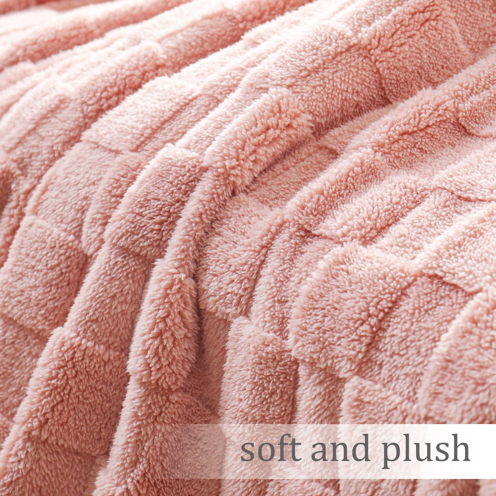 Fleece Throw Blanket for Couch, Super Soft Warm Lightweight Checkered Pattern Blanket for All Seasons, Pink, 50"x60" - Image 6