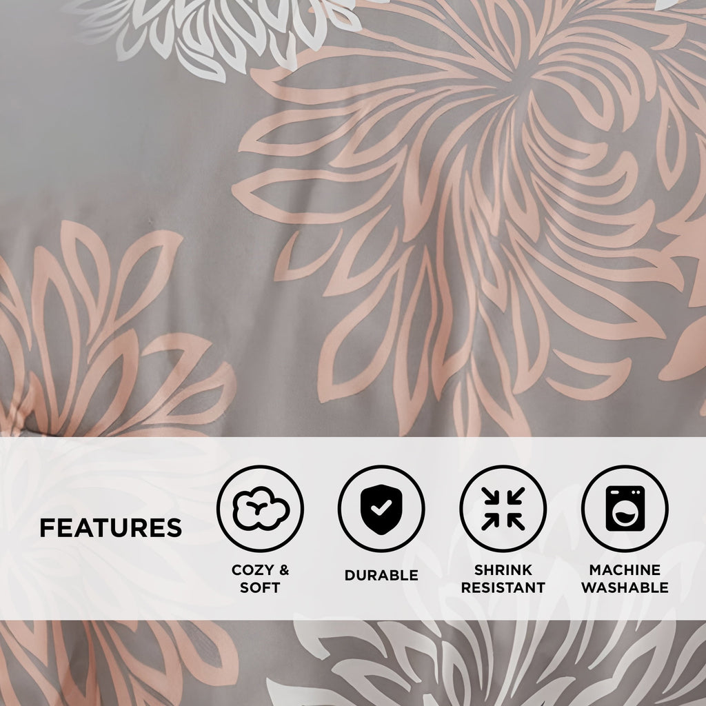Regency Heights King Size Comforter Set, 5-Piece Floral Bedding Set for All Season, Blush Comforter Set King with Bed Skirt - Image 6